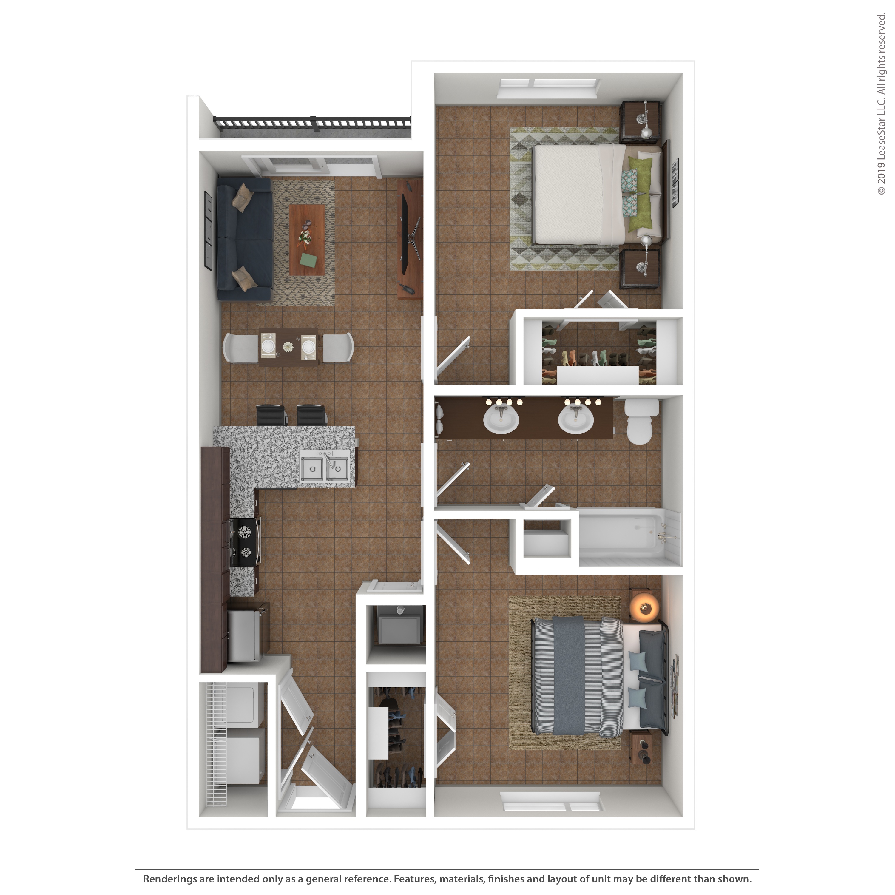 Floor plan layout diagram for 2B